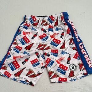 Flow Society Dominate Lacrosse pizza theme multicolor shorts